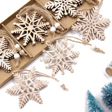 Load image into Gallery viewer, Vintage Wooden Snowflake Ornament Set (12pcs)