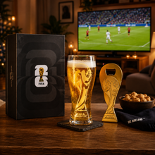 Load image into Gallery viewer, Official FIFA World Cup 2026 Pilsner Beer Glass &amp; Trophy Bottle Opener
